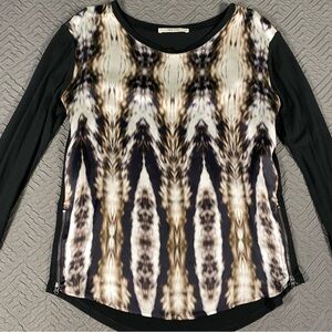 AMS Pure Animal Print Top with Zip Sides Size 8 EUC